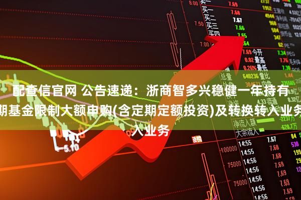 配查信官网 公告速递：浙商智多兴稳健一年持有期基金限制大额申购(含定期定额投资)及转换转入业务